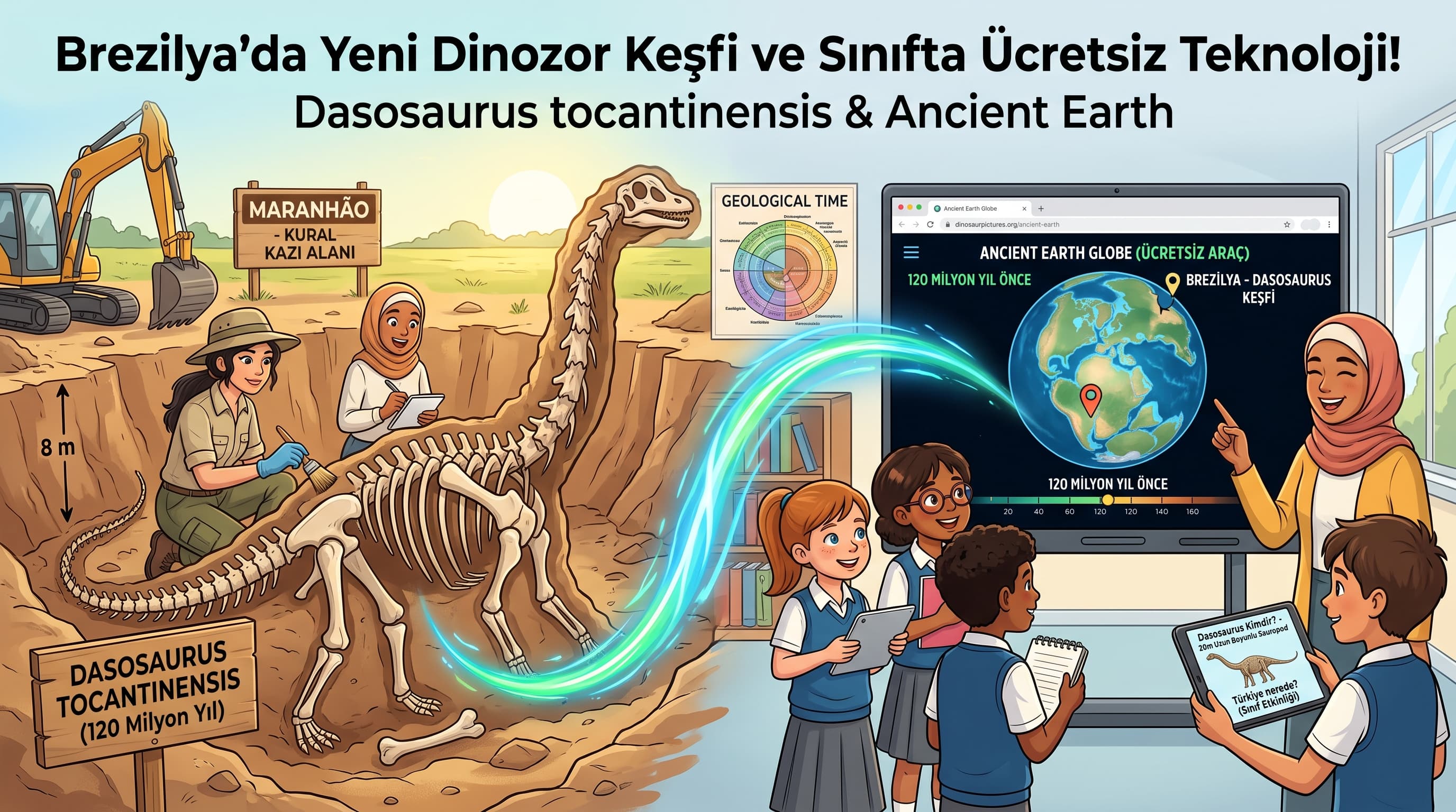 120 Milyon Yıllık Dinozor Keşfi: Sınıfta Ücretsiz Bir Yapay Zeka Okuryazarlığı Dersi