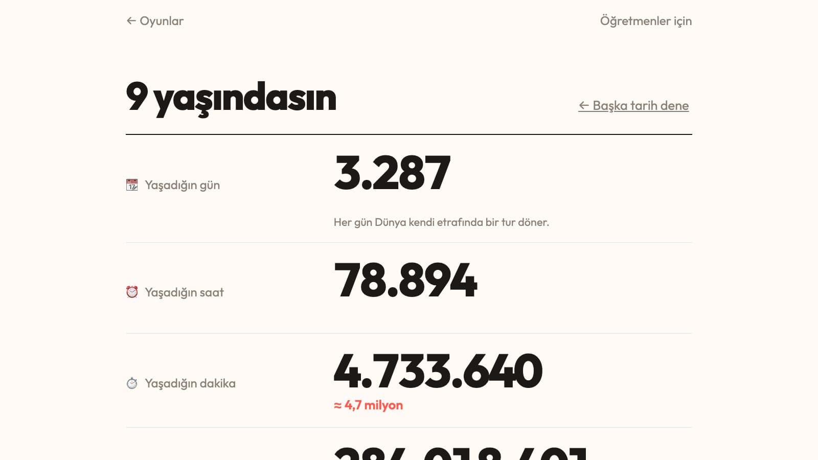 Hayatında Kaç Kez? oyunundan ekran görüntüsü