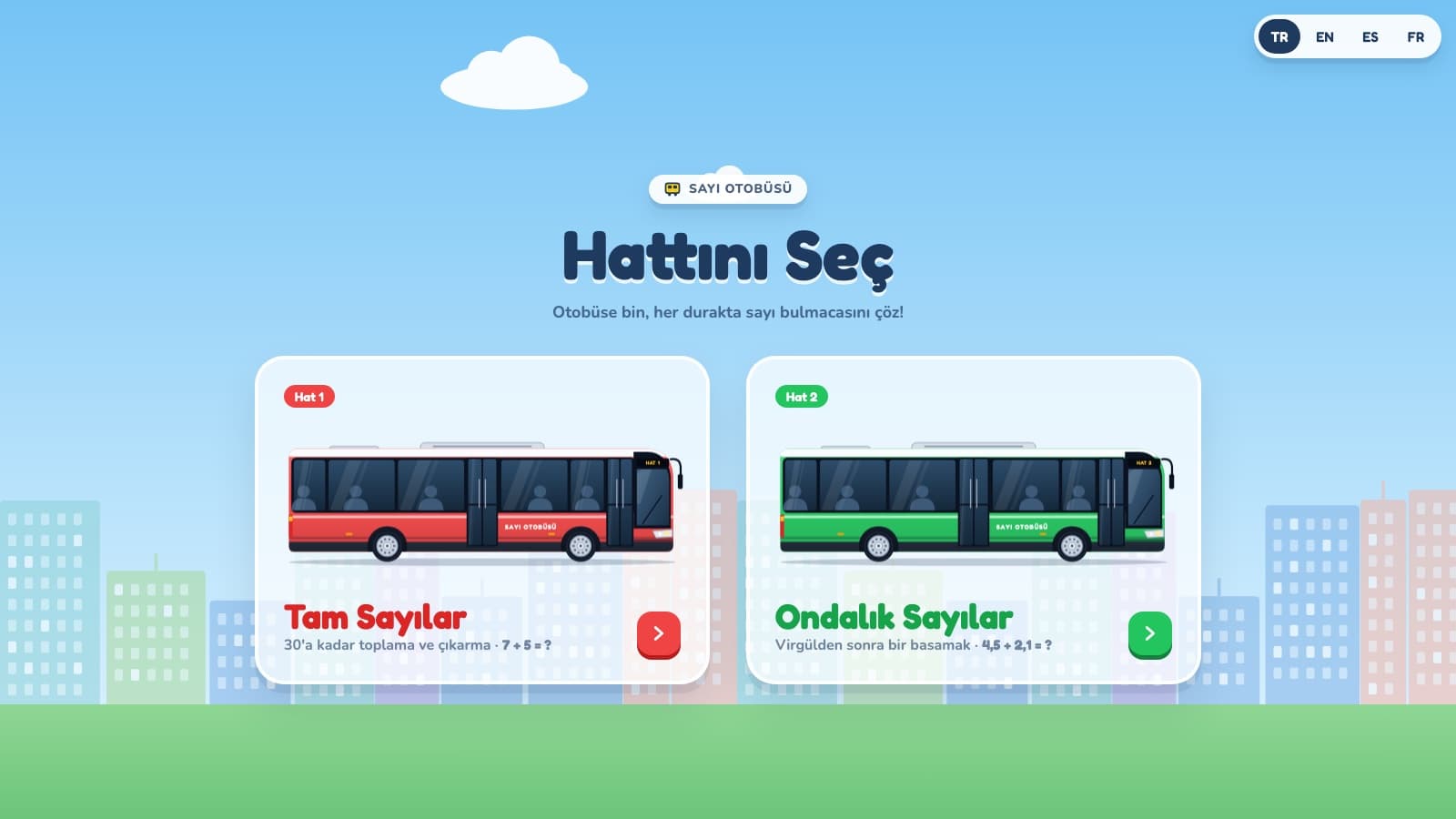 Sayı Otobüsü hat seçimi: Tam Sayılar ve Ondalık Sayılar