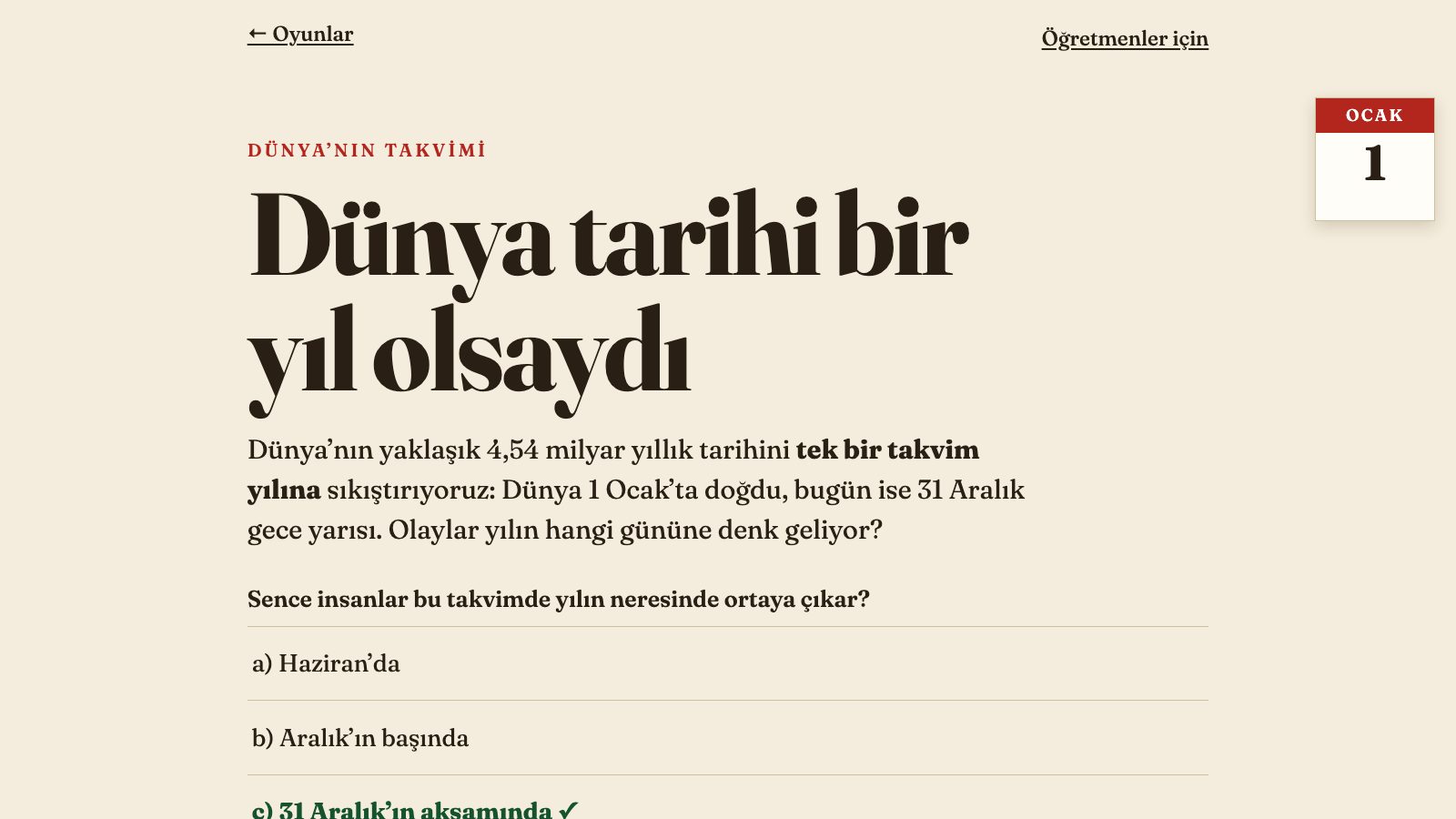 Dünya Tarihi Bir Yıl Olsaydı: dinozorlar