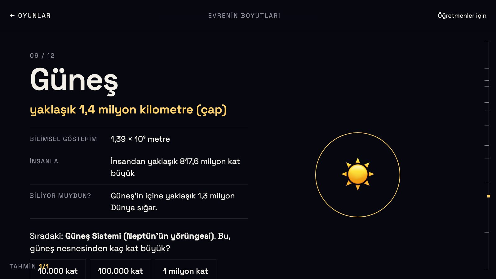 Evrenin Boyutları: Güneş durağı