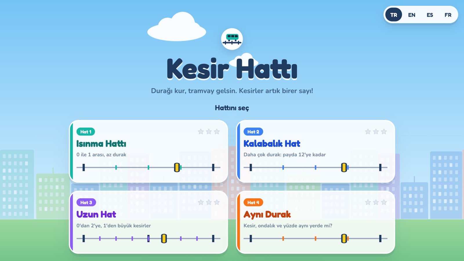Kesir Hattı hat seçimi: Isınma Hattı, Kalabalık Hat, Uzun Hat ve Aynı Durak